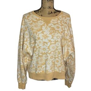 American Eagle Outfitters Floral Crew Neck Sweatshirt Drop Shoulder Sleeve